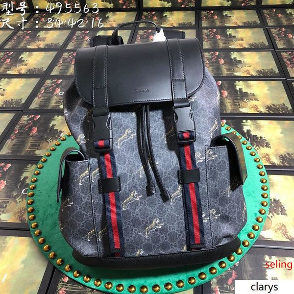 

2020 gu-ccci tiger print soft premium canvas backpack 495563 size:34*42*16cm