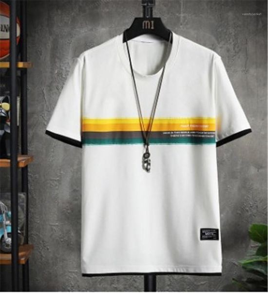 

short sleeve tees mens designer contrast color tshirts summer crew neck letter and striped casual loose mens, White;black