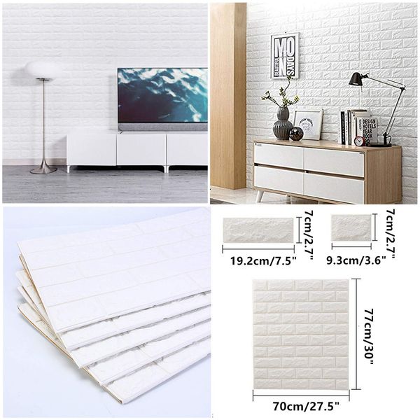 

3d wallpaper 27.5 x 30 inch self-adhesive wallpaper foam brick wall panels for bedroom living room background wall decoration white
