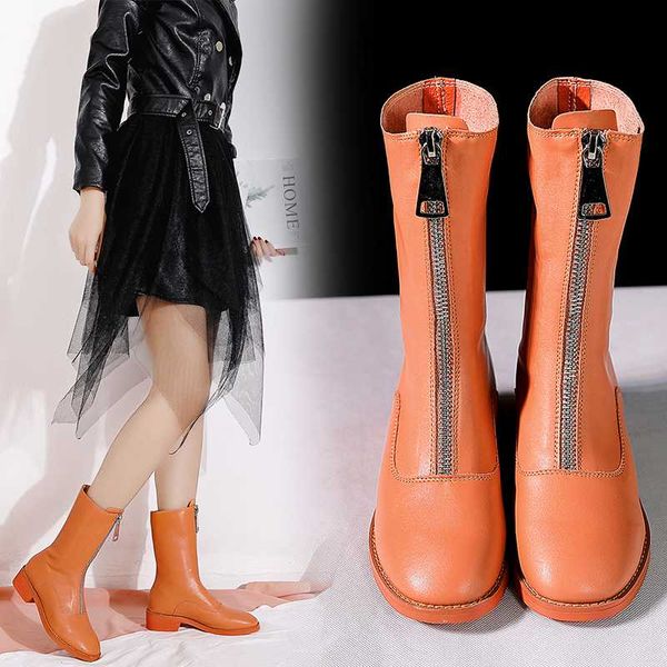 

boots women 2019 new front zipper black boots british style women fur