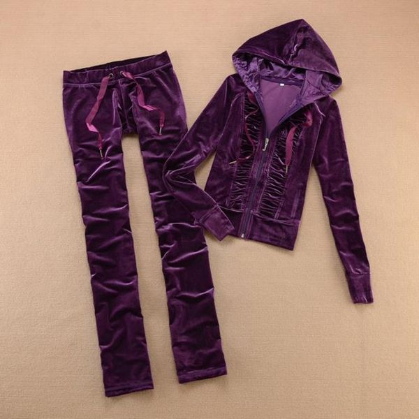 

paragraph 2019 new spring / fall / gold velvet women's velvet fabric tracksuits velour suit women track suit hoodies and pants, White