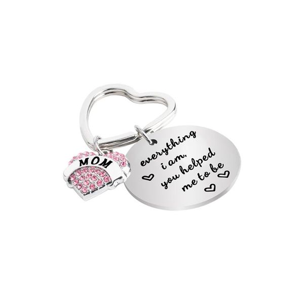 

kesocoray mother's day keychain everything i am you helped me to be charm stainless steel key ring gift for mom, Silver