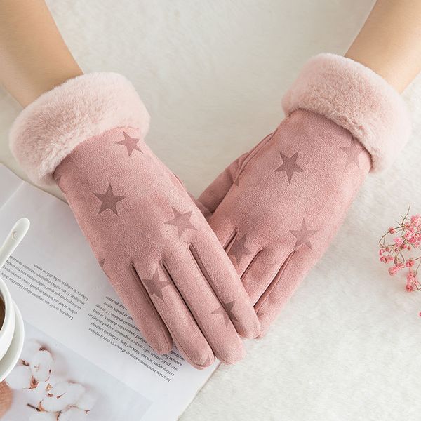 

womens classic warm gloves winter fashion outdoor sport mittens lady touch screen gloves female thicken suede fabric mitten, Blue;gray