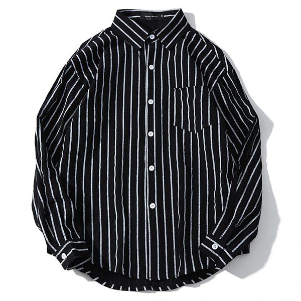 

plus size 2xl-5xl 7xl 8xl 9xl 10xl men vertical stripe shirts long-sleeve black shirts men's bust 165 cm shirt, White;black