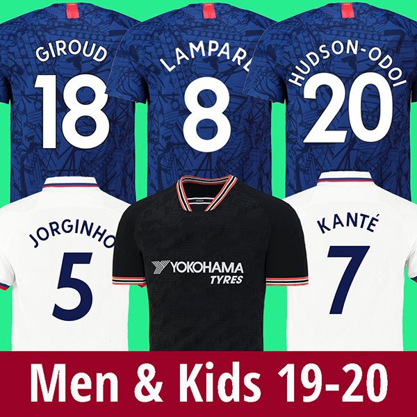

19 20 soccer jersey jorginho lampard giroud football shirt kovacic camiseta willian david luiz 2019 2020 hudson odoi kante maillot de foot, Black;yellow
