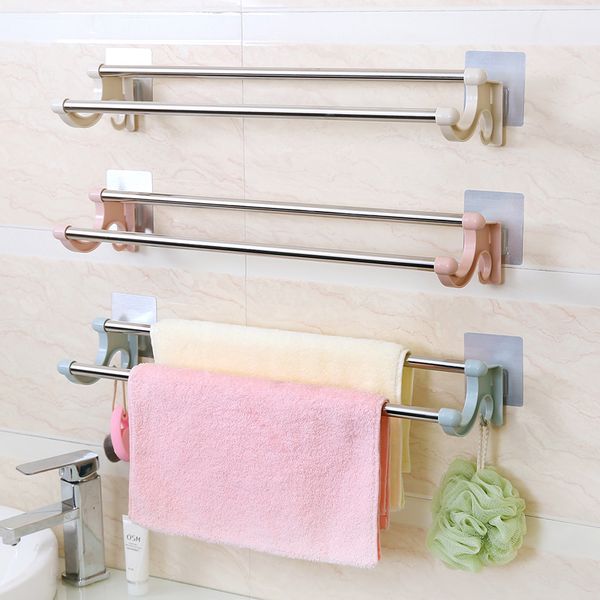 

thick stainless steel bathroom towel bar hanging rod hole-toilet single pole towel rack lengthen