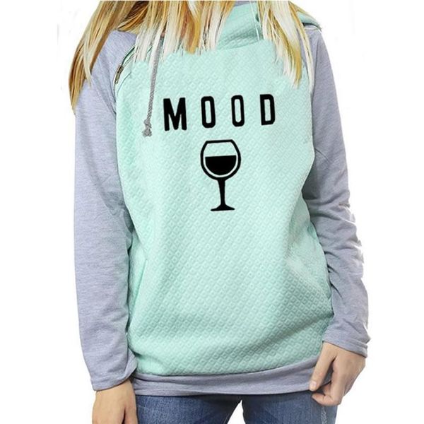 

zipper decoration mood letters print hoodies for women sweatshirts hoodies femmes cotton clothings cute casual cropped plus, Black