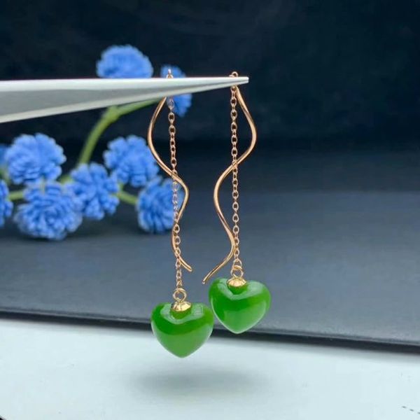 

shilovem 18k yellow gold real natural jasper drop earrings classic fine jewelry women wedding new wholesale gift myme8.59.500by, Golden;silver