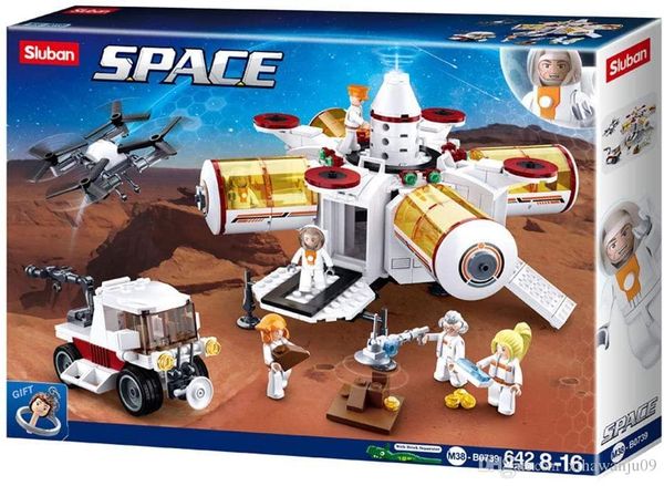 

slubankids space base building blocks 642 pc for kids, 3d early learning toys for science and stem, штабелируемые и сборные игрушки для дево