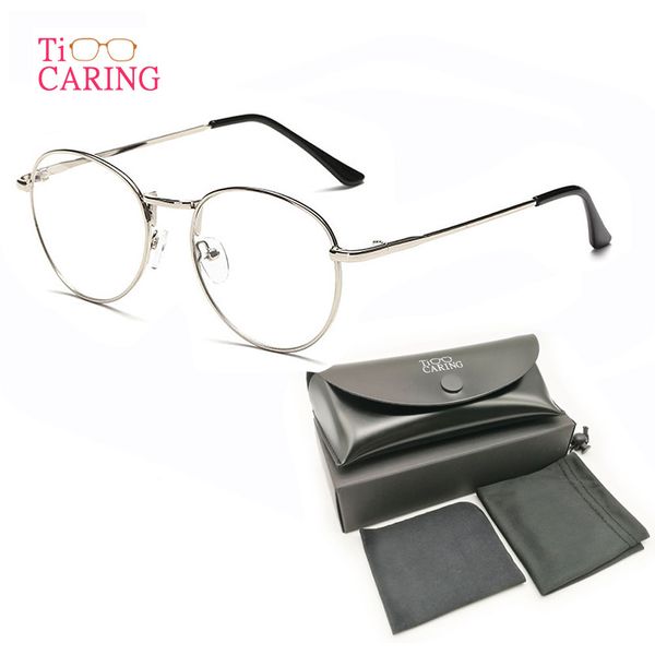 

new version of metal retro spectacle frame tidal flat artistic circular flat mirror male and female spectacle frames, Silver