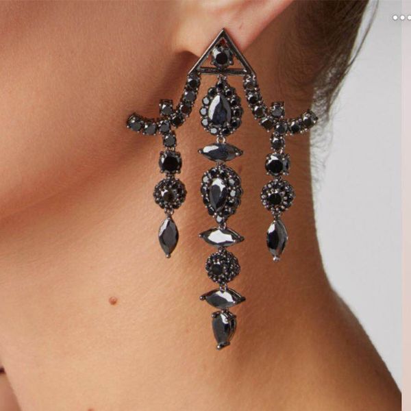 

new stunning crystal rhinestone geometric dangle earrings for women fashion jewelry baroque style statement earrings accessories, Silver