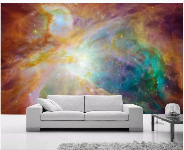 Neben einem HD-Sternenhimmel Farbe Wandmalerei 3D Wandbilder Tapete für Wohnzimmer