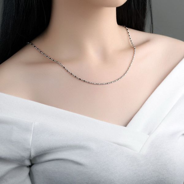 

простой пара ожерелье модный 2 / 2.4mm бамбуковые цепи ожерелья choker женщины мужчины геометрическая нержавеющей стали цепи чокеры ювелирны, Golden;silver