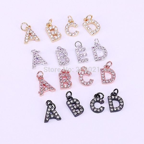 

20pcs mix color fashion 26 letters initial pendant, women men metal copper alphabet letter jewelry pendants, Silver
