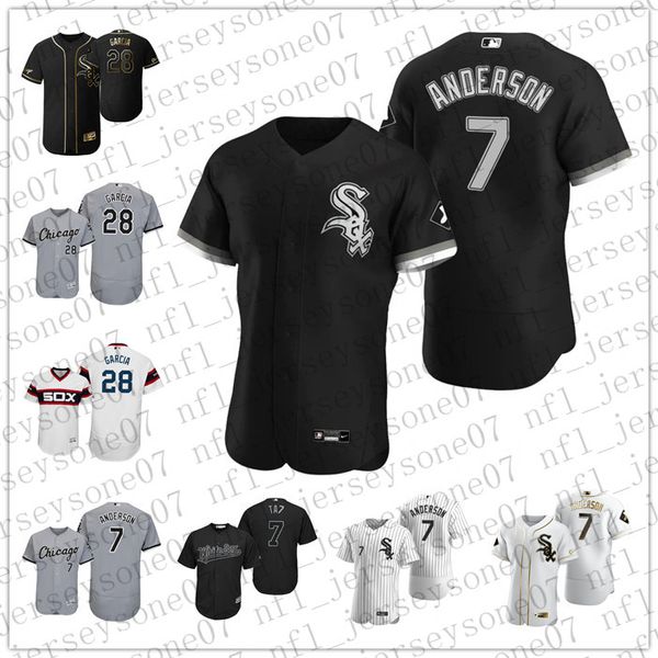 

custom men's women youthchicago whitesox28 leury garcia 7 tim anderson white black authentic 2020 home jersey