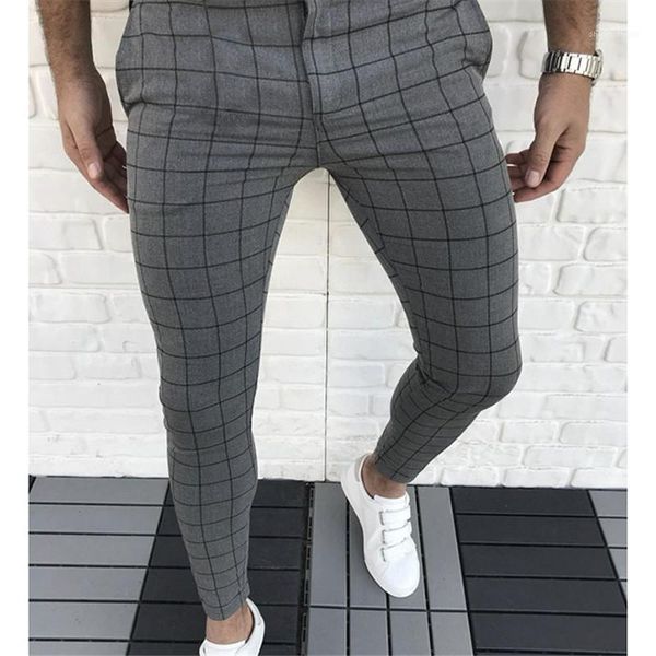 

pants fashion natural color capris pants casual style mens pants men clothes plaid panelled designer pencil, Black