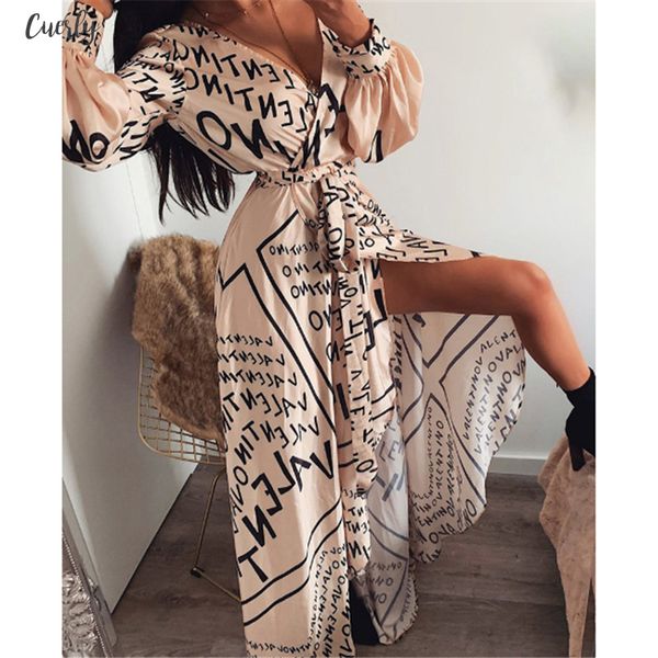 

autumn long maxi dress female casual loose beach dress ankle length empire v neck long split dresses vestidos v neck women boho, Black;gray