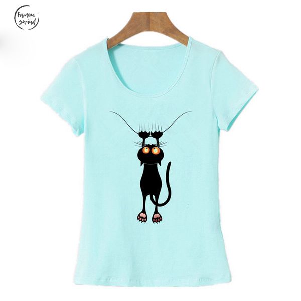 

мода kawaii тенниска лета женщин tops casual cotton 3d vogue печать и короткие рукава o шеи cat, White