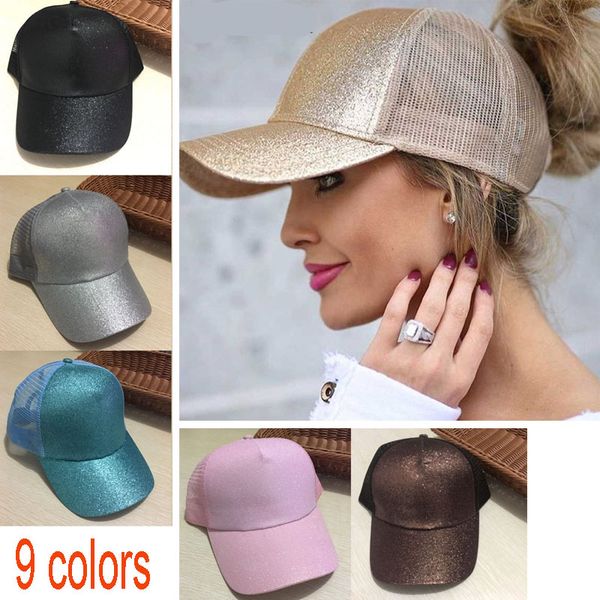 

Блеск Хвост Бейсболка Женщины Snapback Папа Шляпа Сетки Шапки Водитель Грязная Булоч