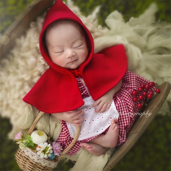 

baby props for pgraphy shoot red shawl cape princess country checkered skirt baby girl shooting props studio accessories, White