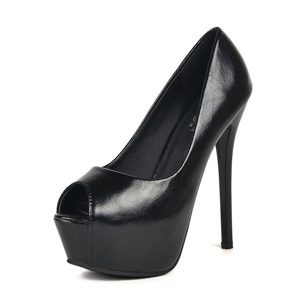 

peep toe 14cm extreme high heels platform gold stiletto shoes woman fashion heels dress shoes womens damen plateau pumps, Black