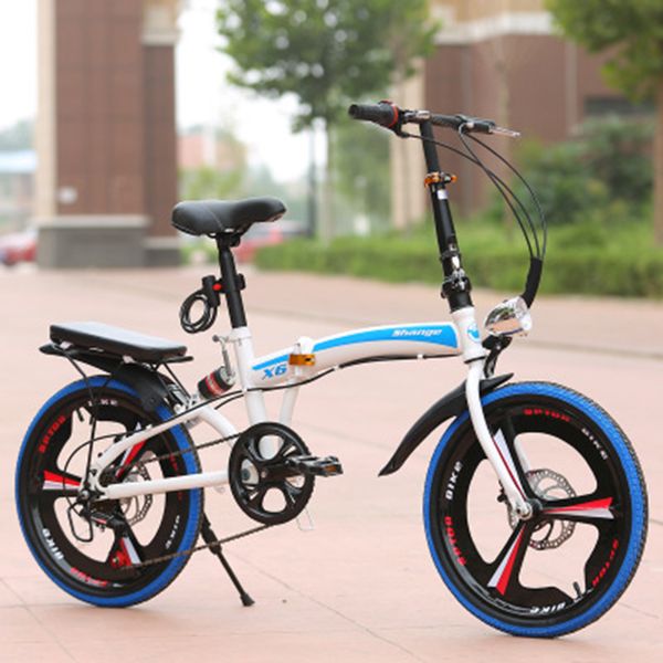 

folding bicycle 16-inch grid three-knife speed change disc brake for men and women ultra-light students portable bicycle