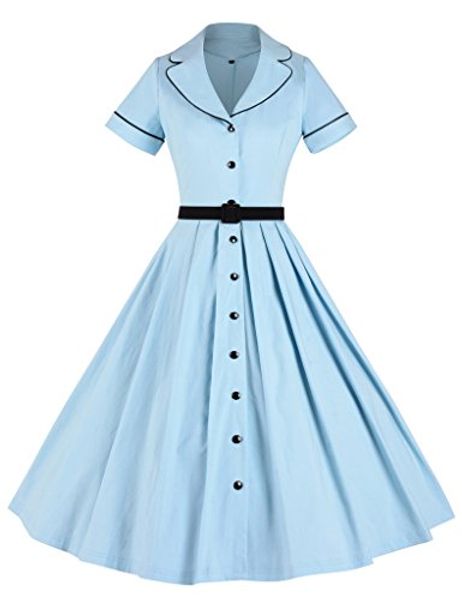 

gowntown women's 1950svintage classical casual swing a-line dress, Black;gray