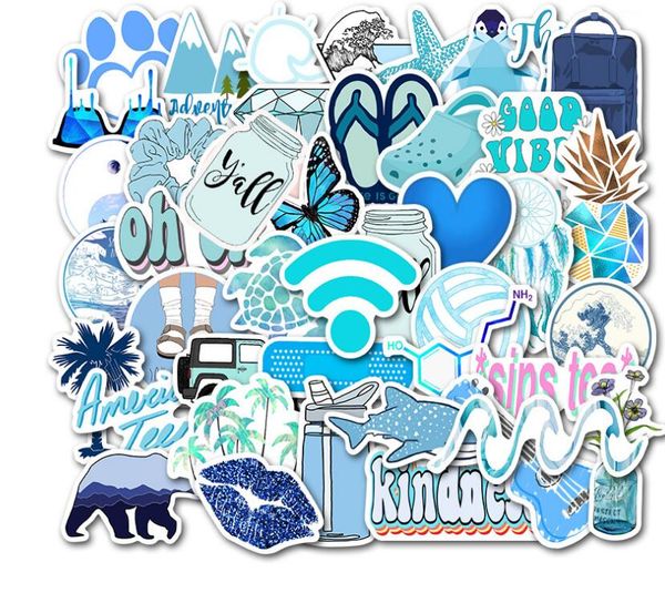 

низкая цена 50 неповторяющихся синий ins ветер наклейки для багажа вагонетки чехол для ноутбука скейтборд гитары водонепроницаемый doodle на