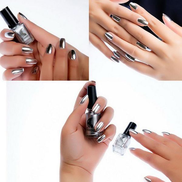 

6ml mirrors silver nail polish 17 colors titanium nails art design fashion metallic mirror nail polish long lasting varnishes