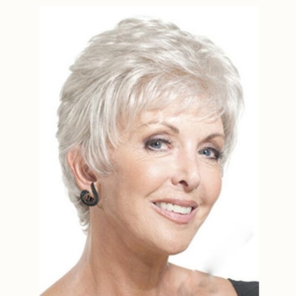

european and american fashion wig white short mother wig, Black