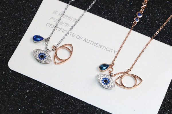 

2019 classic evil eye necklace jewelry for women girls jewelry set gift silver rose gold 2colors 925 sterling silver plated