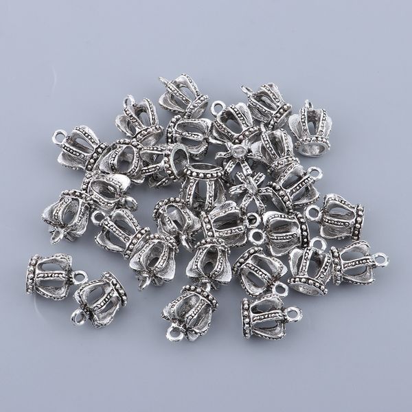 

30pcs crown pendants diy jewelry accessory vintage design handcrafts charms for wedding decoration birthday and christmas party, Silver