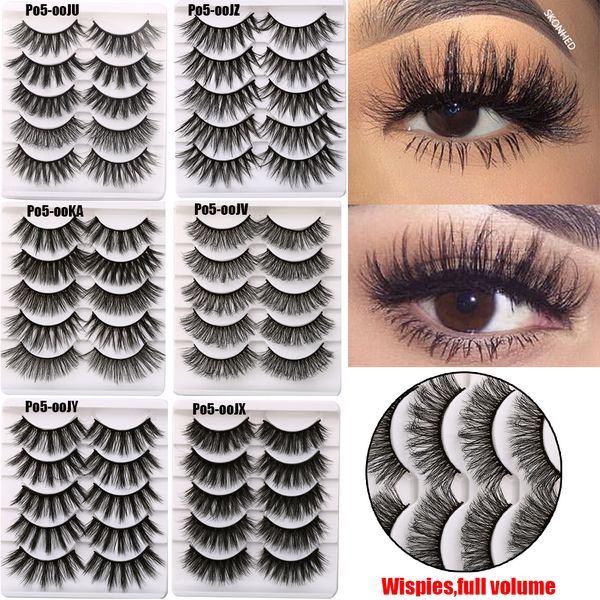 

5 pairs 3d faux mink hair false eyelashes wispies fluffies drama natural long eyelashes extension handmade cruelty-lashes