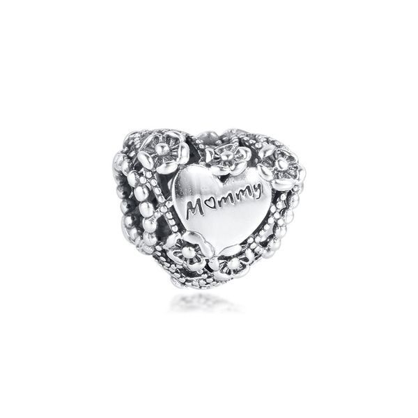 

spring garden openwork flower heart mummy charm fits charms 925 silver bracelets beads for jewelry making woman diy fashion beads, Black