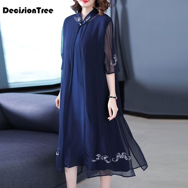 

2019 chinese dress qipao suits two piece cheongsam chinese female silk dress mandarin collar vintage cheongsam vestido longo, Red