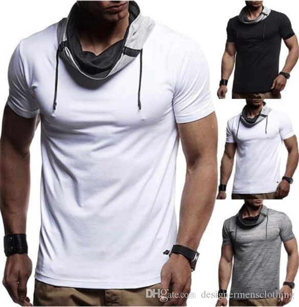 

skinny sports mens base shirts round neck short sleeve fitness tees summer causal mens, White;black