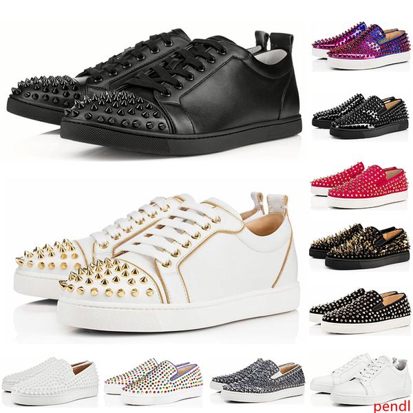 

2019 luxury designer women shoes low nude black red leather pointed toes pumps party genuine leather casual sneaker shoes