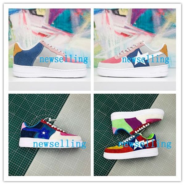 

human made aape forced 1 '07"homage to nigo' canvas shoes men women fashion forces casual shoe designer sneakers, White;red