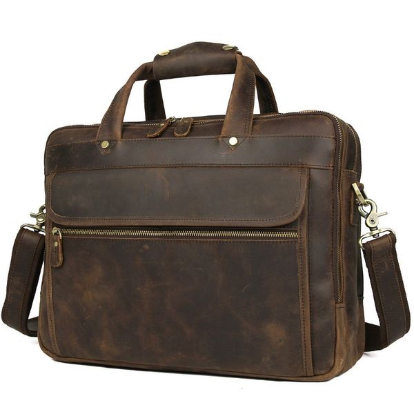 

vintage brand men briefcases genuine leather business document computer briefcase large capacity full grain leather shoulder bag