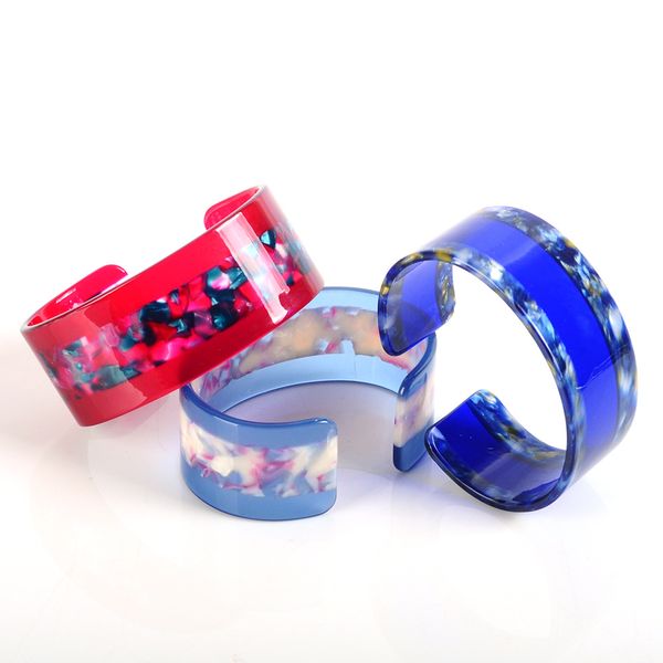 

2019 new fashion colorful acrylic bangle bracelet for women vintage resin open cuff elegant wedding boho jewelry accessory gifts, Black