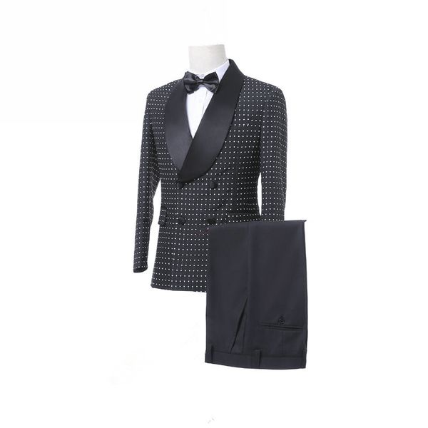 

black double breasted men suits 2020 men wedding suit with pants tuxedo for wedding suits prom 2 pcs (jacket+pants, White;black