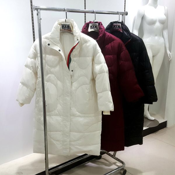 

fashion- women white duck down parka female down jacket ladies wadded coat female warm zipper long parkas light jacket coats, Black
