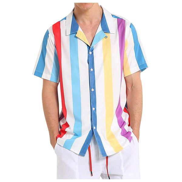

men short sleeve striped button-down shirt men blouse comfort summer plus size men's shirts winter fashion purchasing, White;black