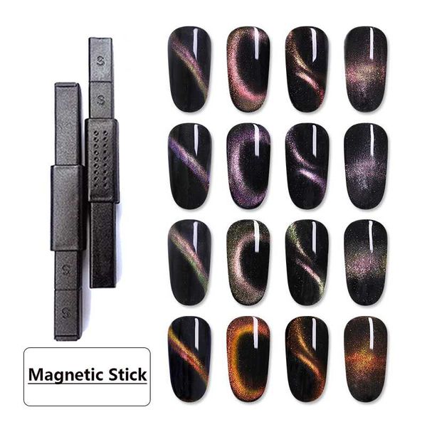 

lilycute multi-function s shape double-ended 3d magnet stick for cat eye uv gel polish varnish nail art manicure desgin, Red;pink