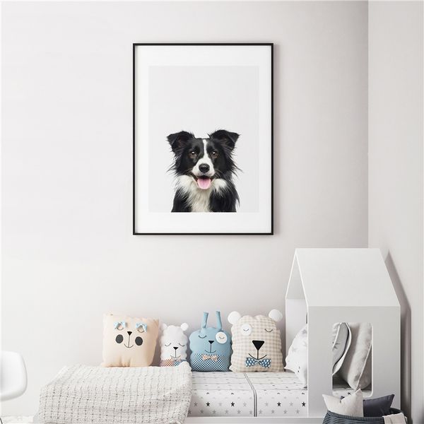 Acheter Le Noir Et Blanc Chien Minimaliste Animal Toile Peinture Mur Photo Affiche Et Imprimer Décoratif Décor à La Maison De 806 Du Iwallart