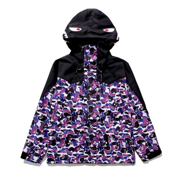 

2019 Осень Новый Мужчины Женщины Фиолетовый Камуфляж Черный Сращивания Ветровка с