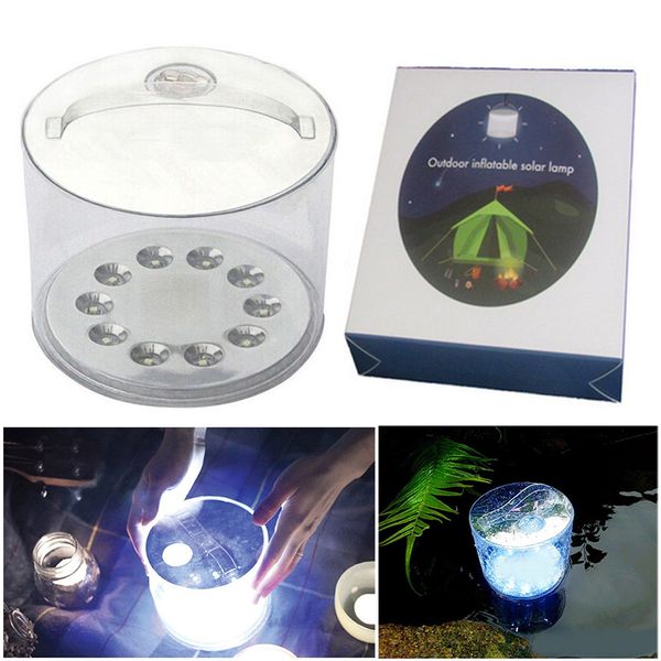 

solar led outdoor lighting Inflatable 10 LED solar lights Portable Outdoor Camping Waterproof Solar led lights