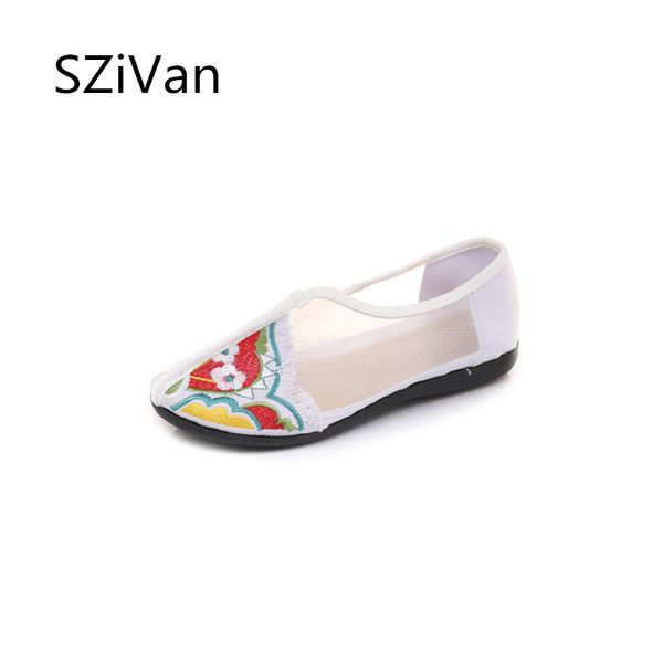 

national style hollow net soft women bottom flat shoes ethnic cut out mesh lady drive walk shoes casual old beijing, Black