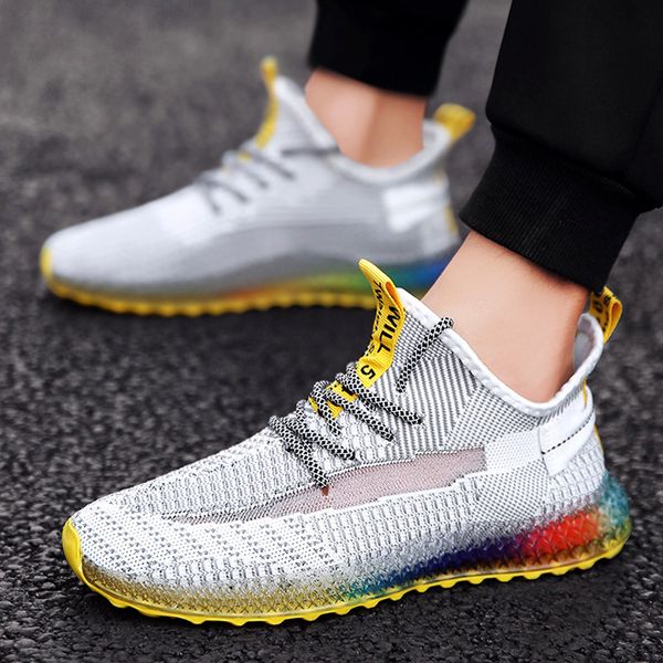 

running shoes men spring autumn summer male shoes breathable design jogging lace up weave sports sneakers, Black