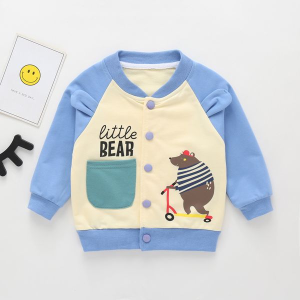 

new autumn winter boys girls coat fashion cartoon little bear printed children's clothing coat kids knit raglan sleeve sweaters, Blue;gray